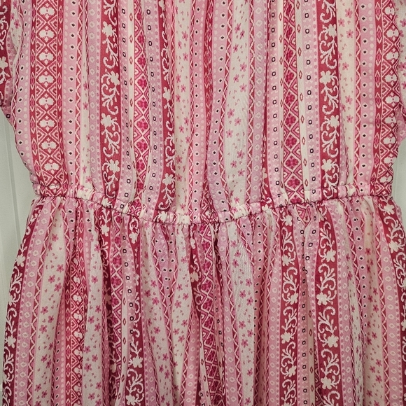 The Children's Place Girls Pink Beige Striped Ruffle Elastic Waist Dress Size 16 - Picture 11 of 13